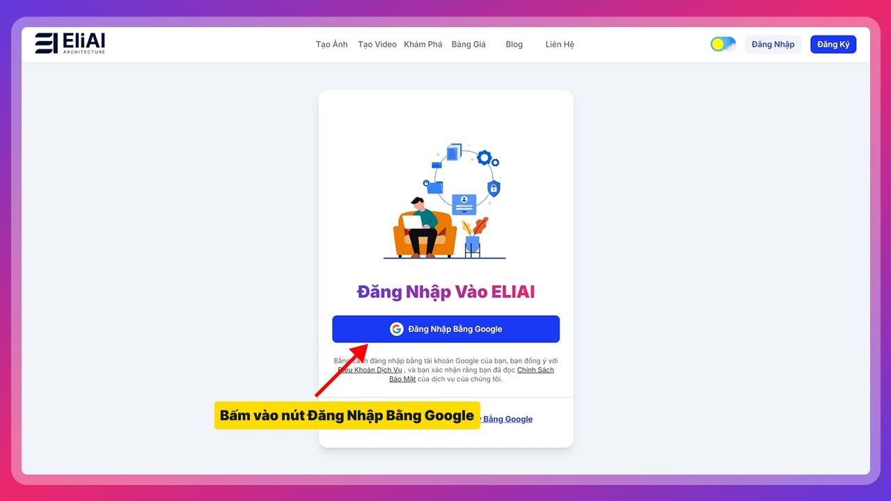 Ảnh minh họa bước Đăng nhập với Gmail
