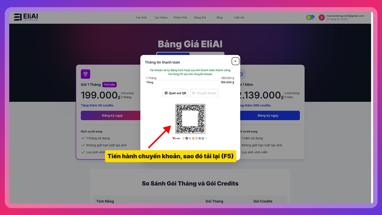 Ảnh minh họa bước thanh toán chuyển khoản